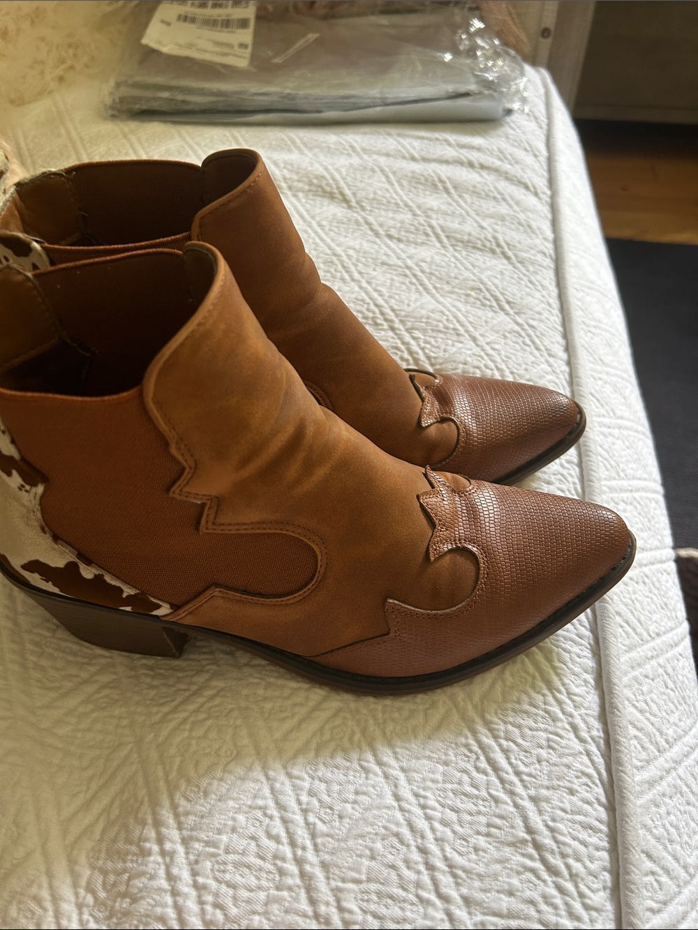 Altar'd State Two-Tone Brown Western Ankle Boots
